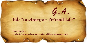 Günszberger Afrodité névjegykártya